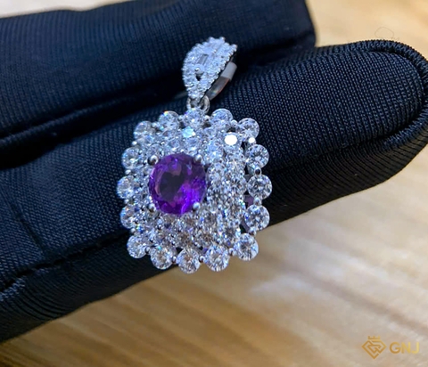 Mặt dây chuyền đính đá Amethyst tự nhiên