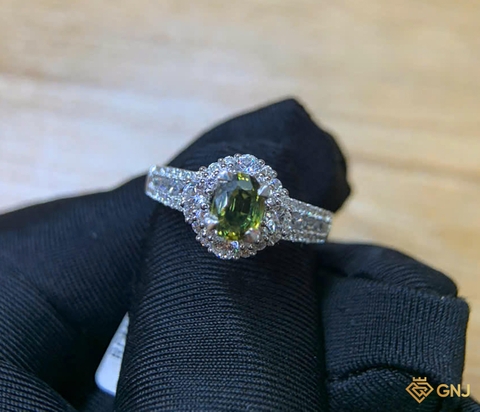 Nhẫn bạc nữ đính đá Tourmaline tự nhiên