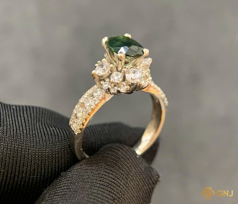 Nhẫn bạc nữ đính đá Sapphire tự nhiên