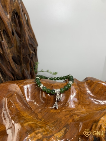 Vòng Tay Ngọc Bích Nephrite Charm Tháp Eiffel 6mm - GNJ