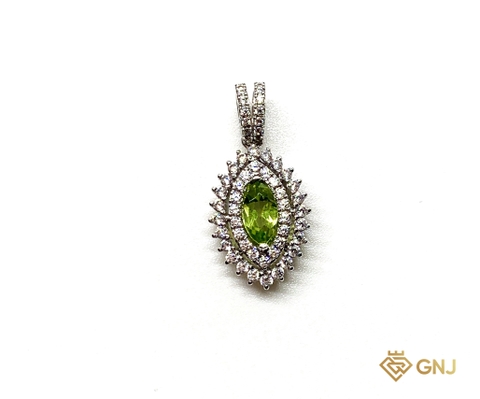 Mặt dây vàng trắng 10k đá chủ Peridot