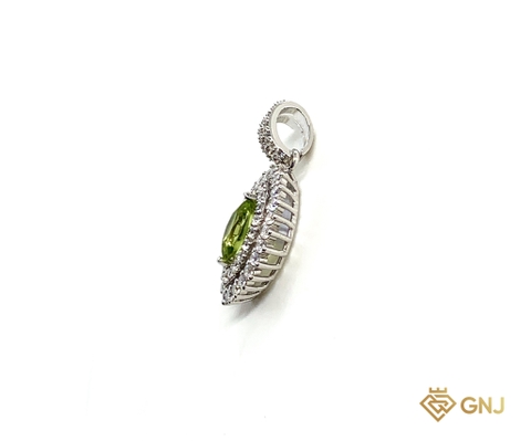 Mặt dây vàng trắng 10k đá chủ Peridot