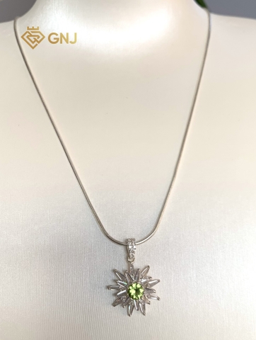 Mặt dây chuyền bạc 925 đính đá Peridot thiên nhiên