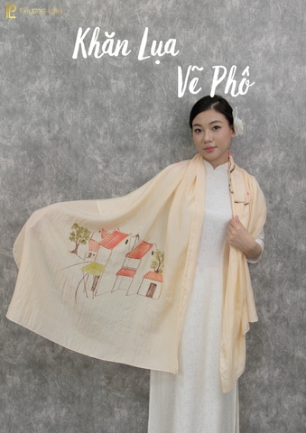 KHĂN LỤA HÀ ĐÔNG VẼ TAY NGHỆ THUẬT PHỐ CỔ CAO CẤP