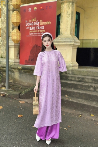 ÁO DÀI LỤA TƠ TẰM HÀ ĐÔNG SUÔNG TÚ CẨM - CỔ TẾT