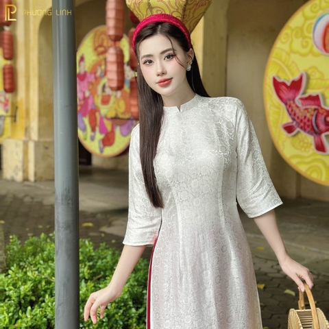 ÁO DÀI LỤA TƠ TẰM HÀ ĐÔNG TRUYỀN THỐNG BẠCH DƯƠNG