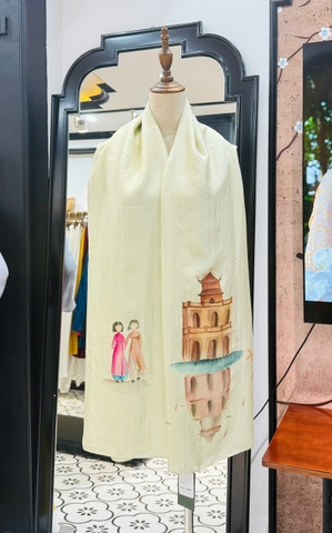 KHĂN LỤA HÀ ĐÔNG VẼ TAY NGHỆ THUẬT HỒ GƯƠM CAO CẤP