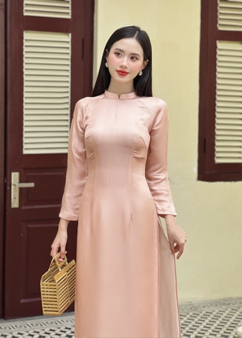 ÁO DÀI LỤA TRUYỀN THỐNG HỒNG NGỌC