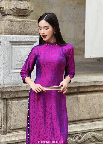 ÁO DÀI LỤA TRUYỀN THỐNG HỒNG THANH