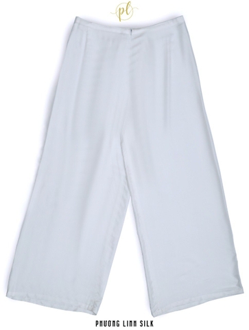 QUẦN LỤA CHUN SAU KHÓA TRƯỚC ÁO DÀI ( MÀU TRẮNG )