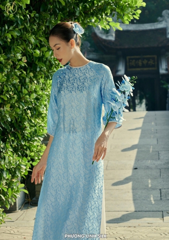 ÁO DÀI LỤA TƠ TẰM HÀ ĐÔNG LINH LAN