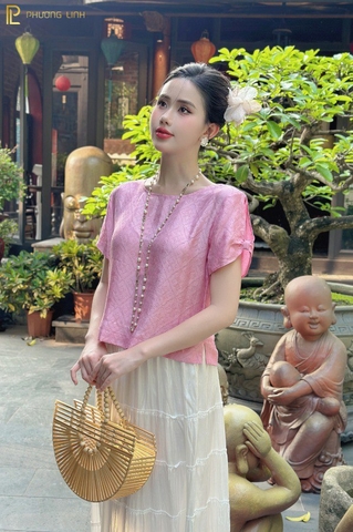 ÁO LỤA CHÂU HOA - HỒNG ĐỖ