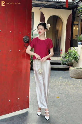 ÁO LỤA CHÂU HOA - ĐỎ