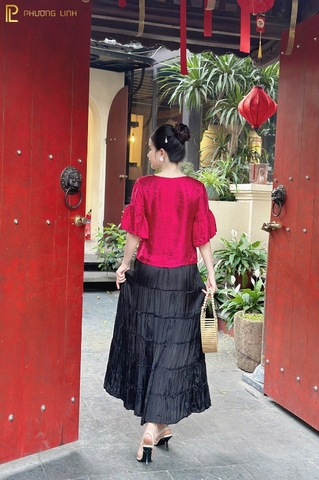 ÁO LỤA CÁT TIÊN - ĐỎ NHUNG