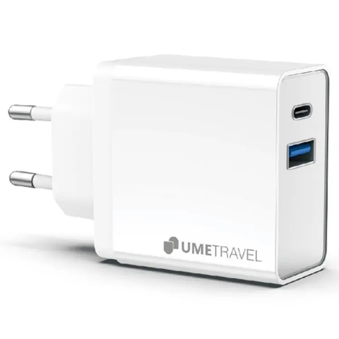 Adapter Củ Sạc 2 Cổng Type C và USB, PD 18W Sạc Nhanh Cho Điện Thoại Và Máy Tính Bảng UMETRAVEL A4 - Trắng