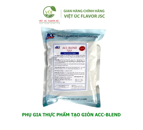  ACC-BLEND TXT 20-03 được sử dụng để cải thiện cấu trúc thực phẩm bằng cách tạo giòn dai, tăng kết dính, tăng khả năng giữ nước và thay thế hàn the. 