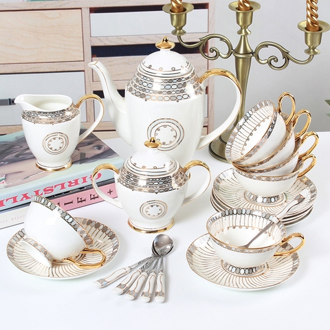 Bộ trà cao cấp sứ xương hoàng gia màu bạc