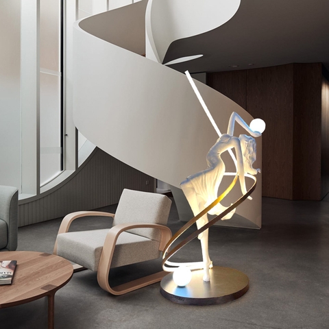 Tượng nữ thần khiêu vũ kèm đèn decor cầm một bóng