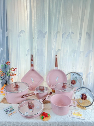 Bộ Nồi Chảo MGC Màu Hồng