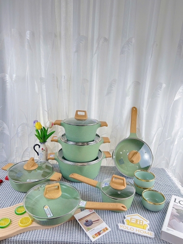 Bộ nồi chảo MGC màu xanh bơ