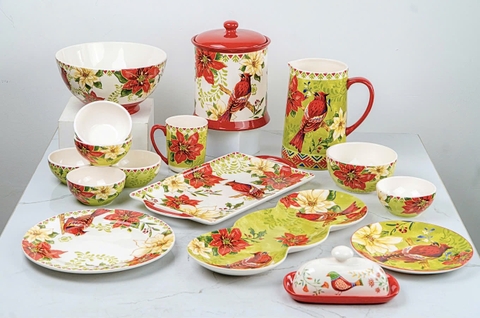 Bộ bát chào mào đỏ Bắc Mỹ xuất Âu