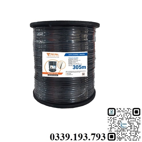 Dây mạng CAT3 liền nguồn 25AWG Việt Hàn