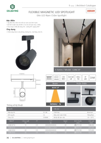 Catalogue bảng giá đèn GSlighting