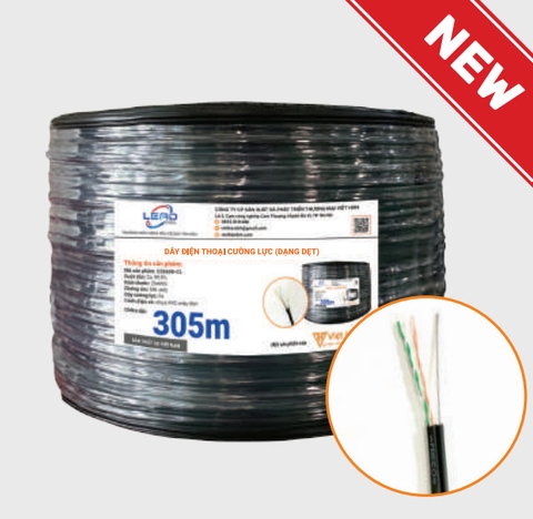 Dây cáp điện thoại 4 lõi cường lực dạng dẹp 26AWG LEAD CABLE Việt Hàn