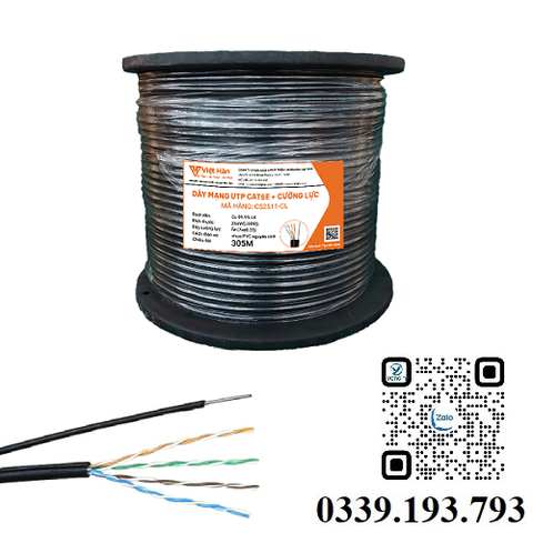 Dây cáp mạng ngoài trời có cáp chịu lực LS-DVH CAT5E UTP 25AWG Việt Hàn