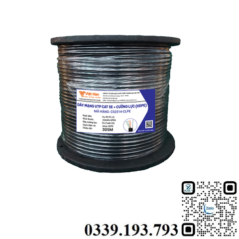 Dây cáp mạng ngoài trời LS-DVH CAT5E UTP 25AWG+CƯỜNG LỰC PE Việt Hàn