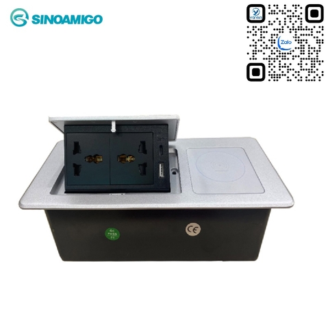 Hộp ổ cắm điện âm bàn cao cấp Sinoamigo STS-PU01S/Qi