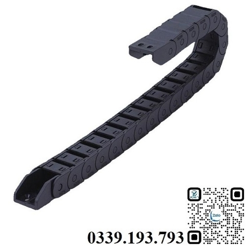 Máng xích nhựa mặt lưng cầu kín, cao trong 15mm