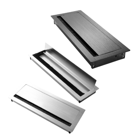 Nắp luồn dây điện mặt bàn nhôm xước (GAL-031)