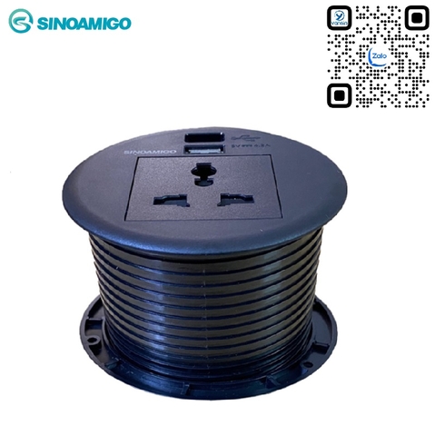 Ổ Điện âm bàn sinoamigo STS-R90B-2 màu đen tích hợp USB Sạc