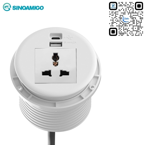 Ổ Điện âm bàn sinoamigo STS-R90W-2 tích hợp USB Sạc