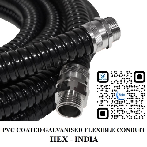 Ống ruột gà thép bọc nhựa phi 25 Hex HFI-25 (Ấn Độ)