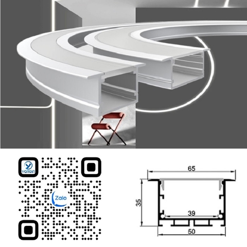 Thanh nhôm định hình led uốn cong R300 âm trần YG-5035A-R300