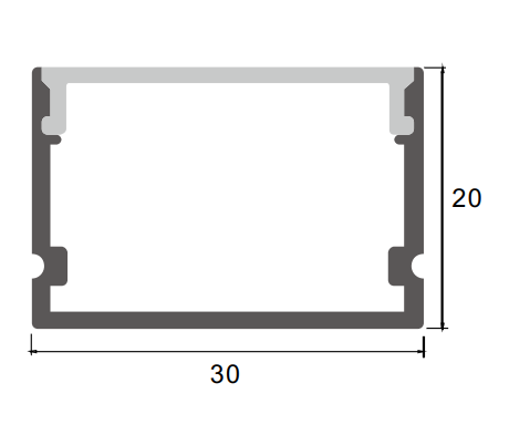 Thanh nhôm định hình led lắp nổi 3020
