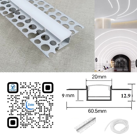 Thanh nhôm định hình led uốn cong âm giấu viền YG0-2013A