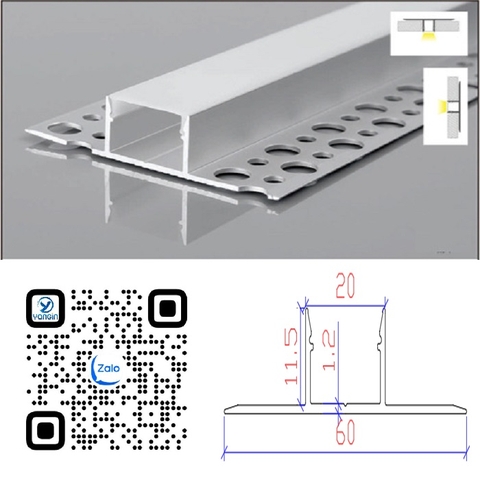 Thanh nhôm định hình led âm giấu viền YG0-736