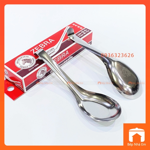 Bộ 2 Muỗng Inox 304 Ramen Zebra Cao Cấp - 100091 - Hàng Nhập Khẩu Thái Lan