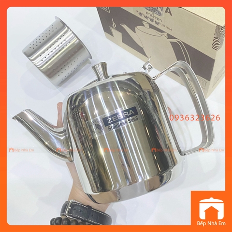 Bình Trà Inox 304 ZEBRA Có Lưới Lọc 1.0L - 113404 - Hàng Nhập Khẩu Thái Lan