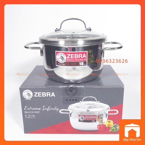 Nồi ZEBRA 3 Đáy Extreme Infinity 18cm 2.5L Nắp Kính (Inox 304) - 162295 - Hàng Nhập Khẩu Thái Lan