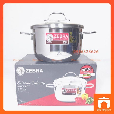 Nồi ZEBRA 3 Đáy Extreme Infinity 20cm 3.5L Nắp Kính (Inox 304) - 162296 - Hàng Nhập Khẩu Thái Lan