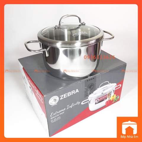 Nồi ZEBRA 3 Đáy Extreme Infinity 24cm 6.2L Nắp Kính (Inox 304) - 162298 - Hàng Nhập Khẩu Thái Lan