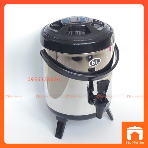 Bình Ủ Trà - Bình Ủ Trà Sữa Giữ Nhiệt Nóng Lạnh 6L Màu Đen - Hàng Loại Tốt