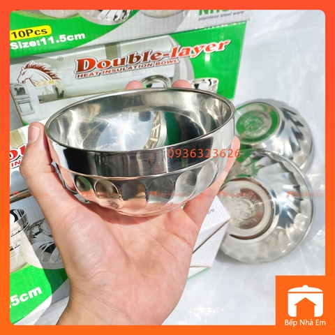 Hộp 10 Chén Xoắn Inox 11.5cm 2 Lớp Cách Nhiệt