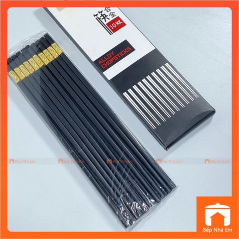 Đũa Nhựa Đen Mạ Vàng 10 Đôi - Hàng Nhập Khẩu Trực Tiếp