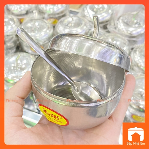 Hủ Đựng Gia Vị Inox Hình Táo Kèm Muỗng - Hàng Việt Nam Sản Xuất