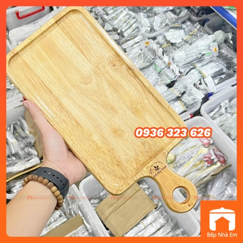Khay Gỗ Chữ Nhật Có Tay Cầm Cao Cấp - Hàng Việt Nam Sản Xuất
